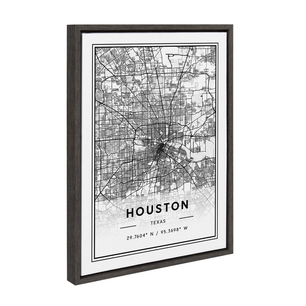 Sylvie Houston Modern Map Framed Canvas by Jake Goossen