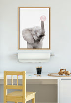 Sylvie Bubble Gum Elephant Framed Canvas by Amy Peterson Art Studio