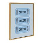 Sylvie Cheers Blue Ticket Framed Canvas by Alli Standefer