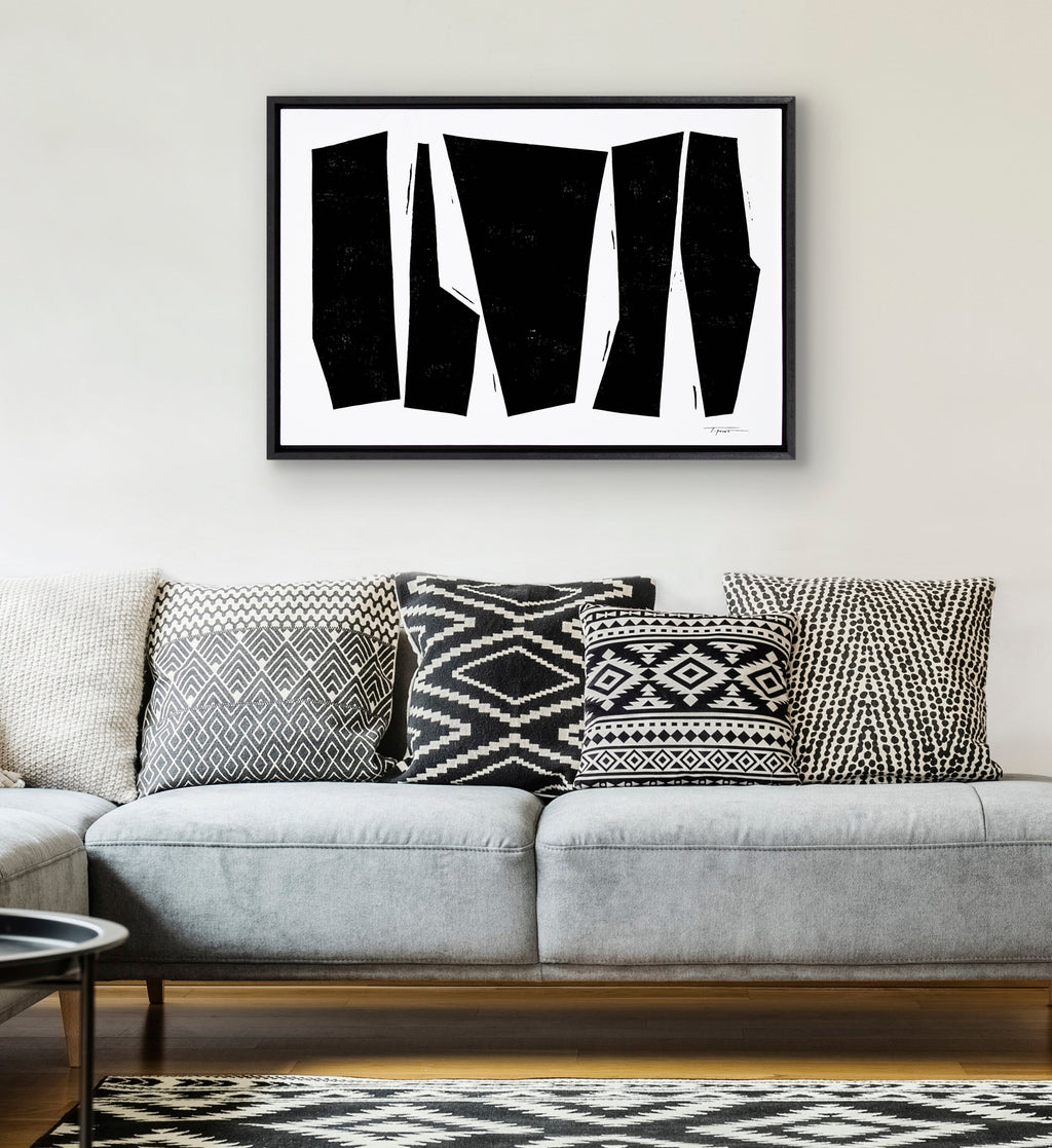 Sylvie Colliding Shapes Framed Canvas by Statement Goods
