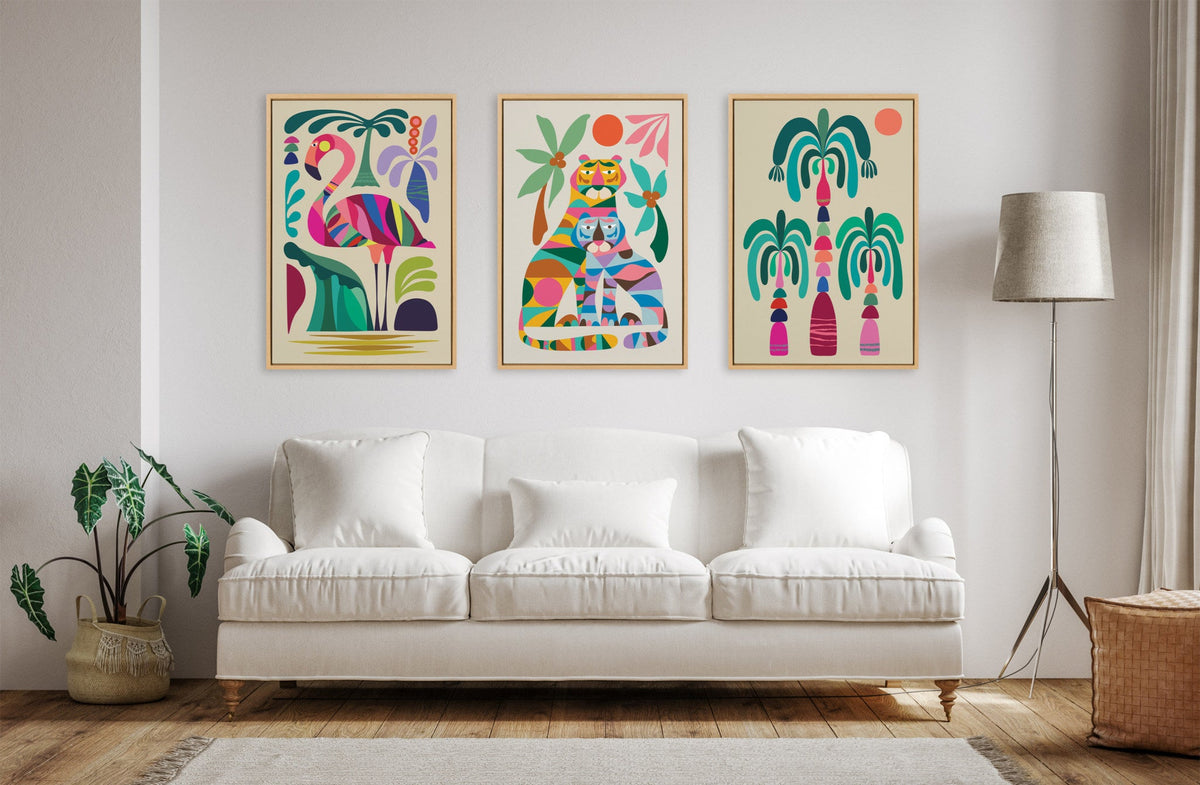 Sylvie MCM Flamingo Framed Canvas by Rachel Lee