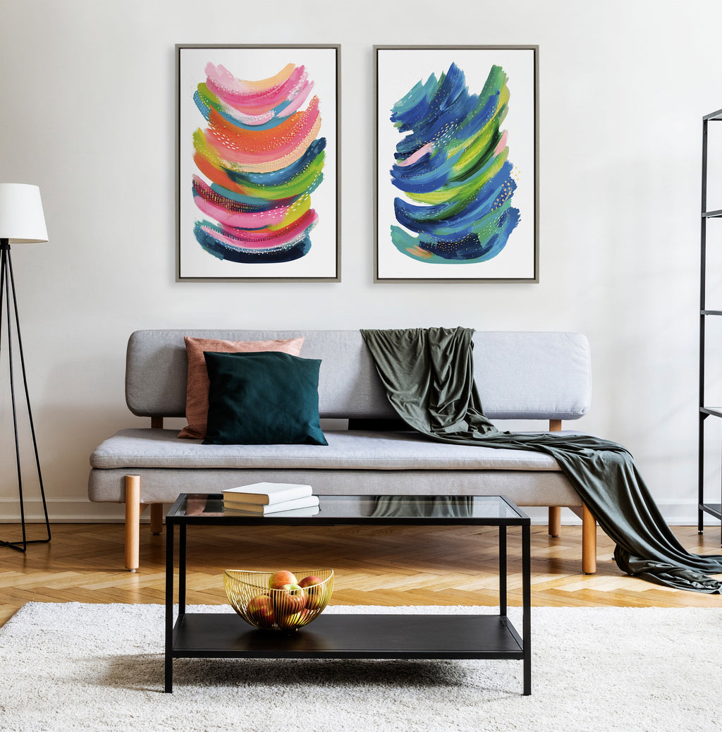 Sylvie Bright Abstract Framed Canvas by Jessi Raulet of Ettavee