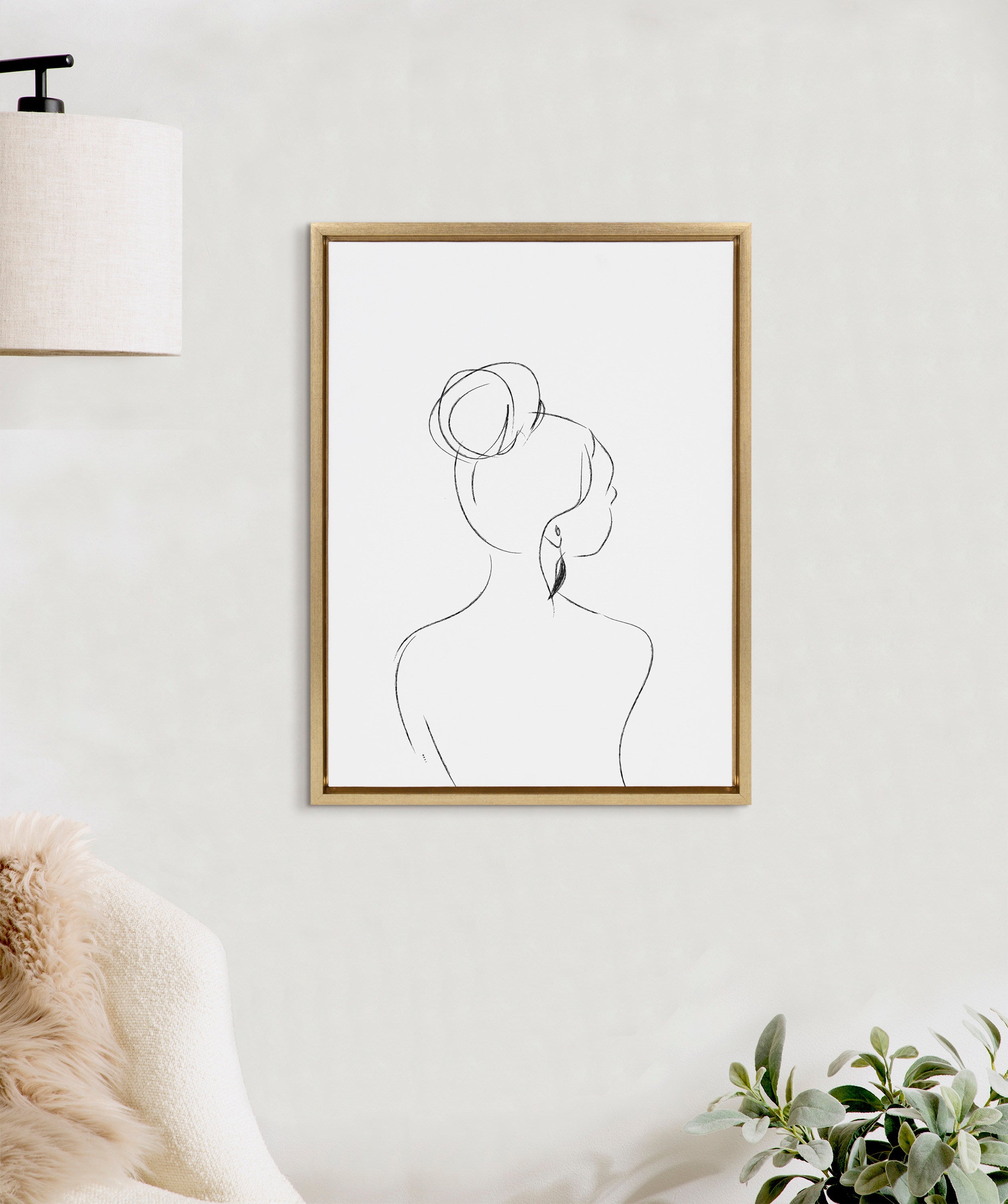 Sylvie Minimalist Woman 2 Framed Canvas by Teju Reval of SnazzyHues