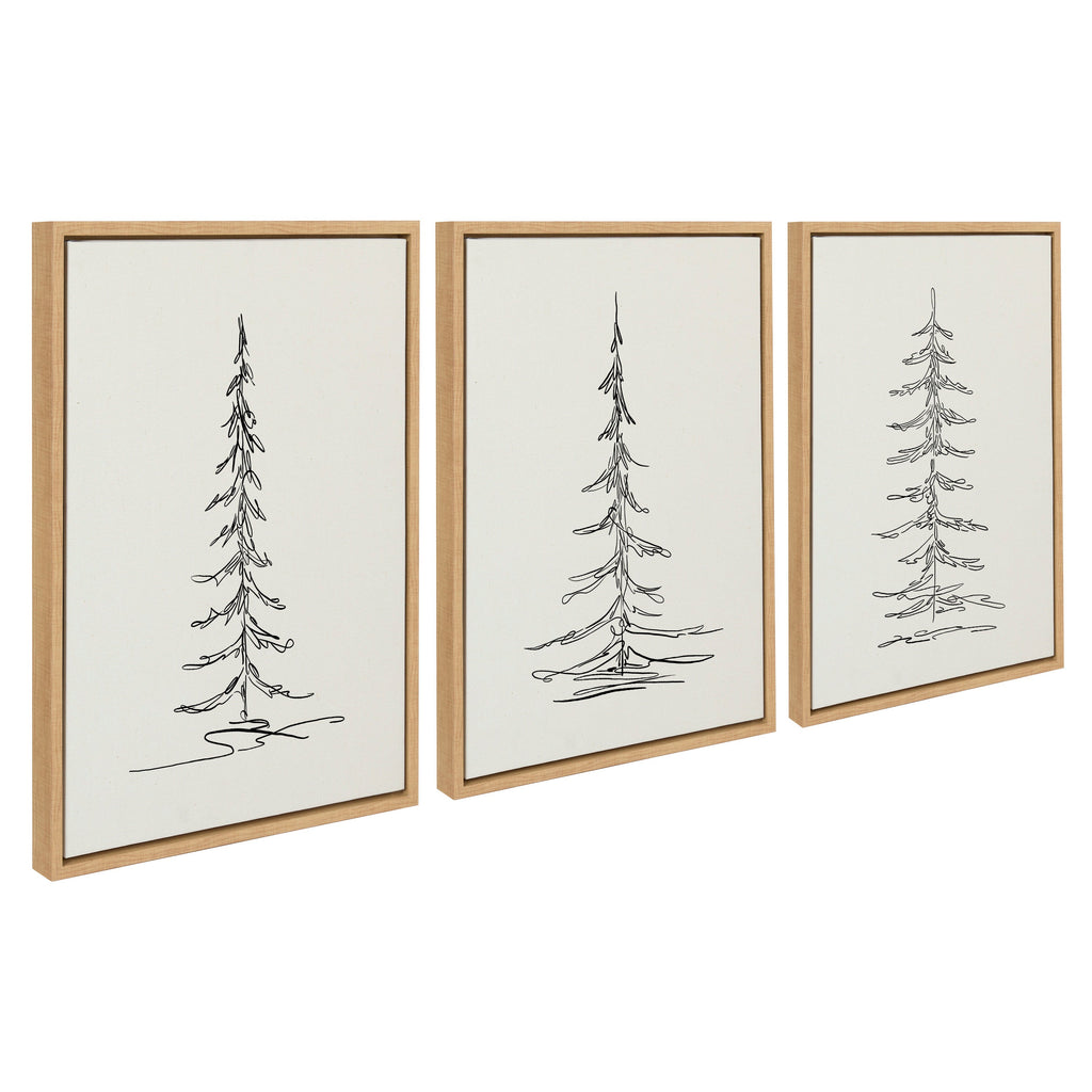 Sylvie Minimalist Evergreen Trees Framed Canvas Set by The Creative Bunch Studio