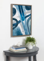 Sylvie Abstract Blue And Gray Watercolor Framed Canvas, Gray 18x24