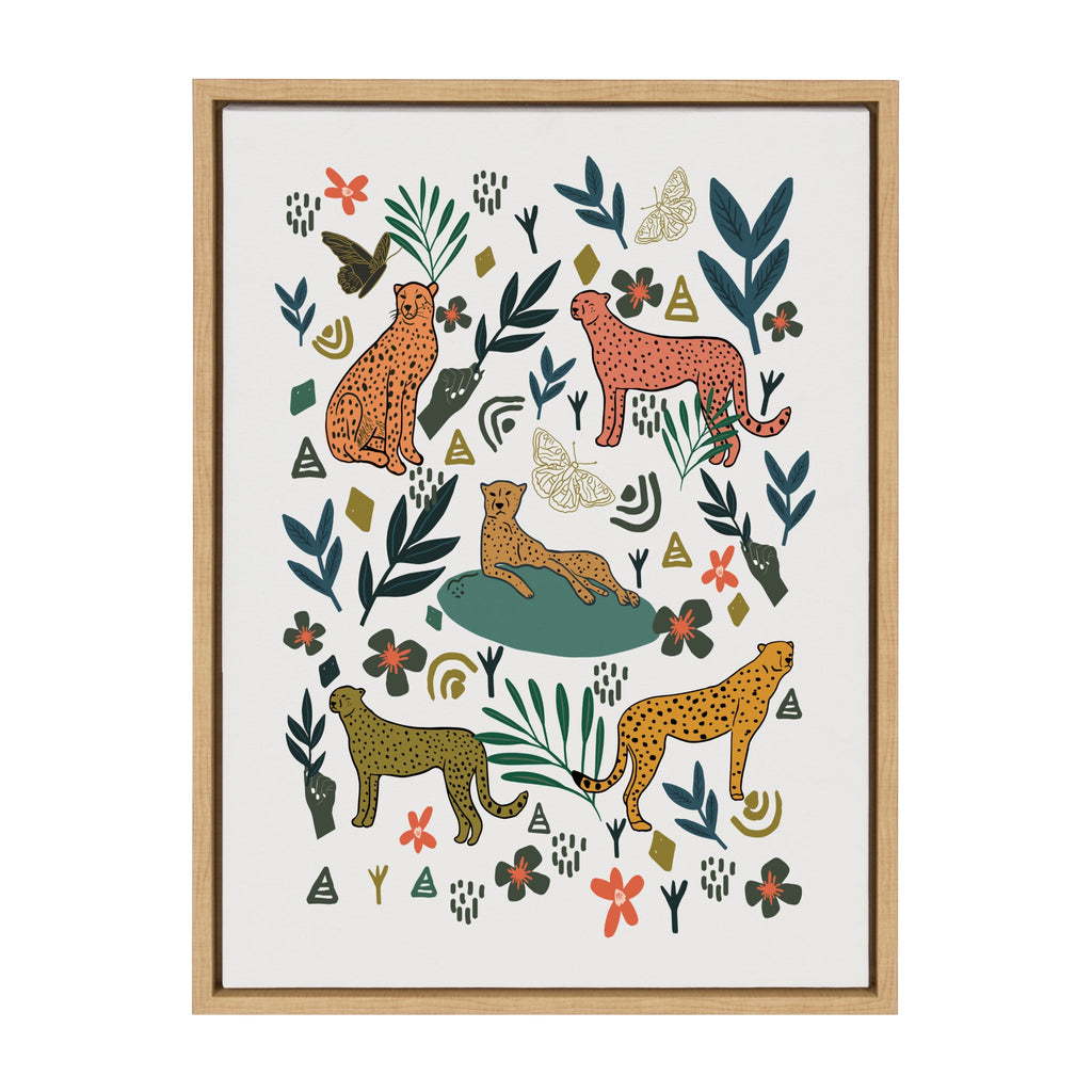 Sylvie Cheetah Coalition White Framed Canvas by Oris Eddu