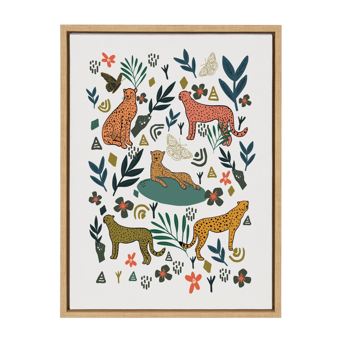 Sylvie Cheetah Coalition White Framed Canvas by Oris Eddu