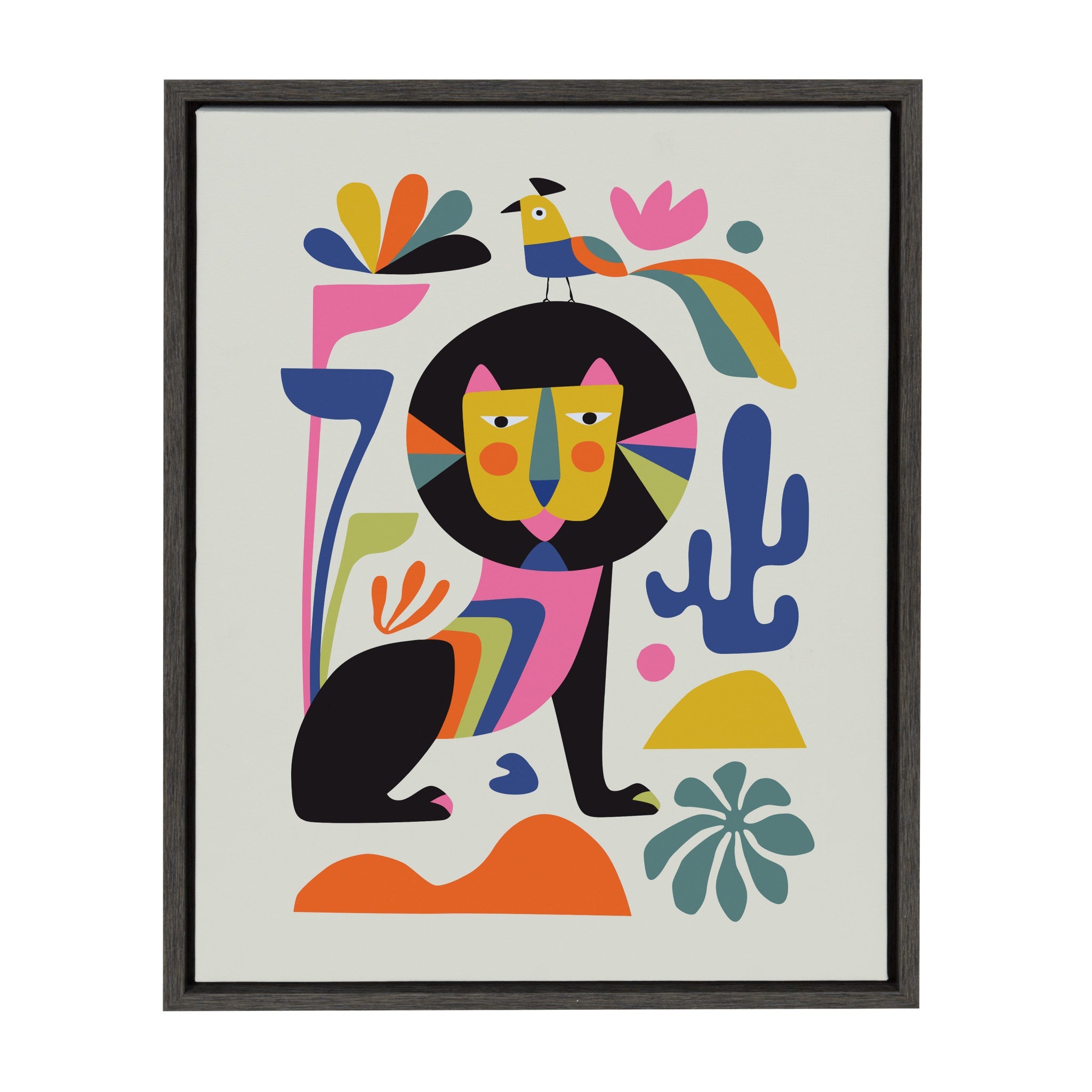 Sylvie Black Lion Framed Canvas By Rachel Lee of My Dream Wall