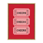 Sylvie Cheers Pink Red Ticket Framed Canvas by Alli Standefer