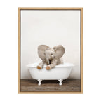 Sylvie Baby Elephant No 6 in Rustic Bath Framed Canvas by Amy Peterson Art Studio