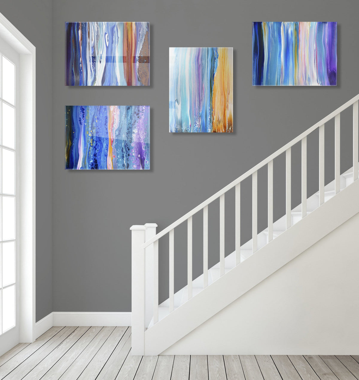 Coastal Currents Floating Acrylic Art by Xizhou Xie