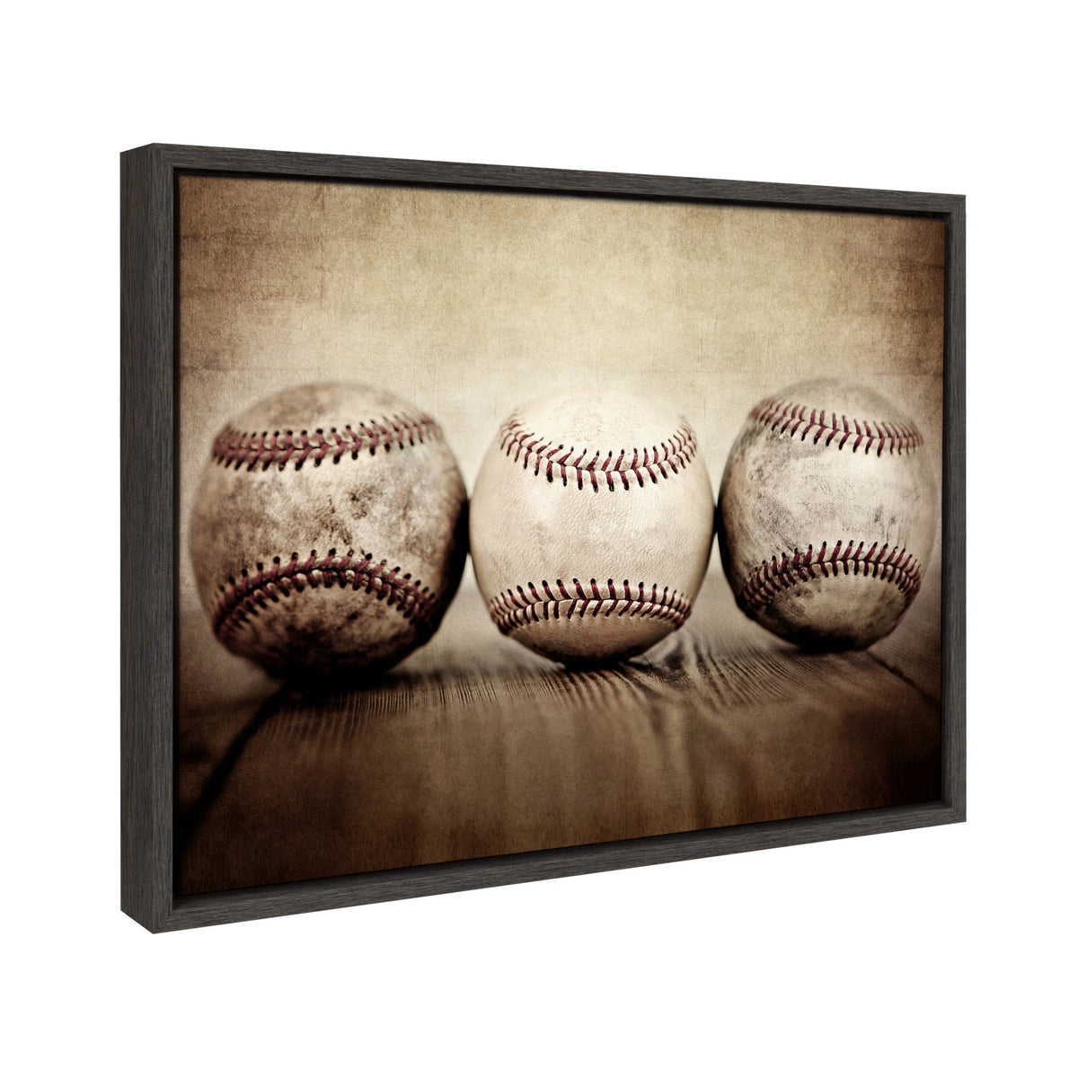 Sylvie Three Vintage Baseballs Framed Canvas by Shawn St. Peter