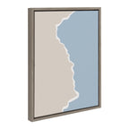 Sylvie Muted Abstract Landscape Beige and Blue Framed Canvas by The Creative Bunch Studio