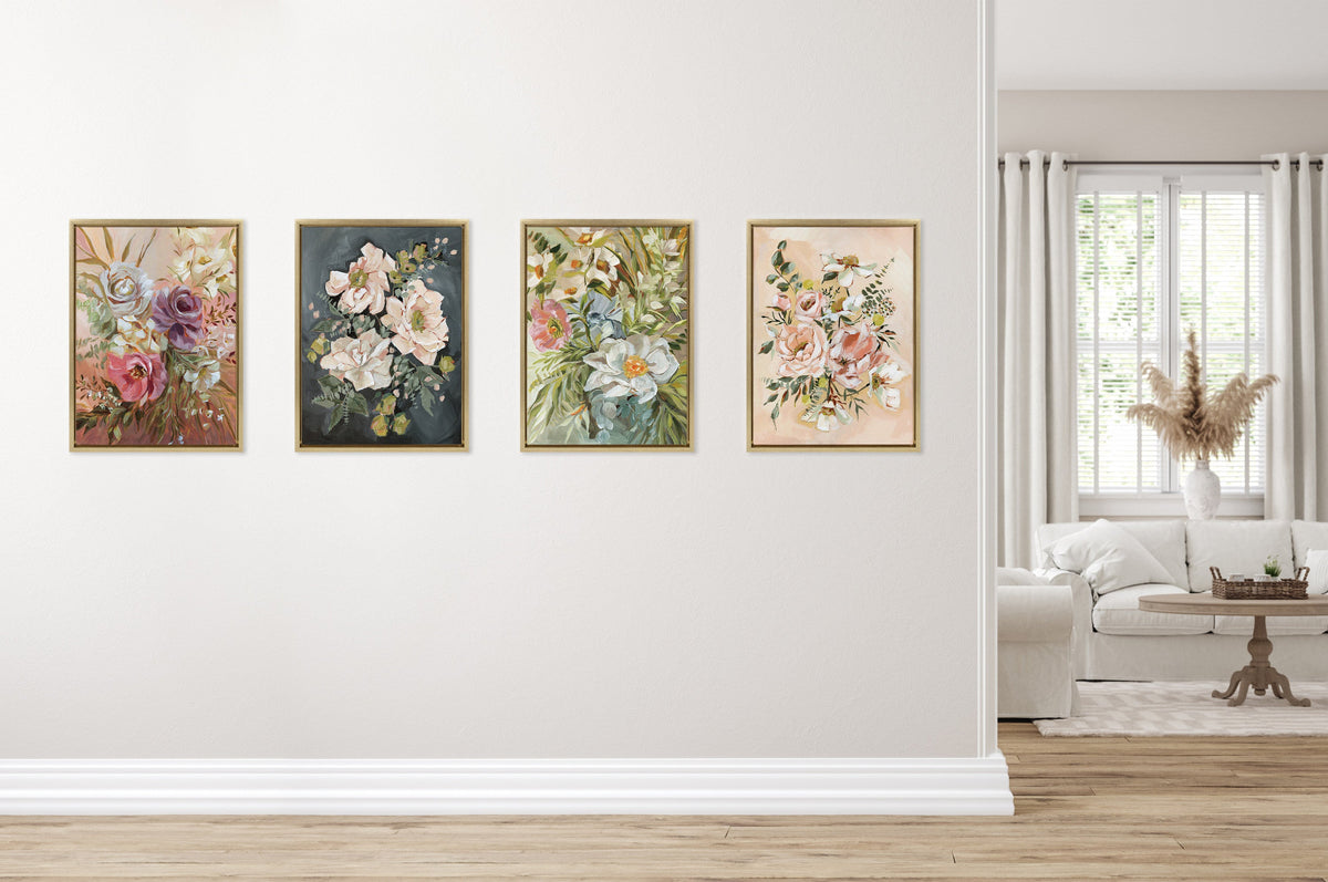 Sylvie Rose Bouquet Framed Canvas by Annie Quigley