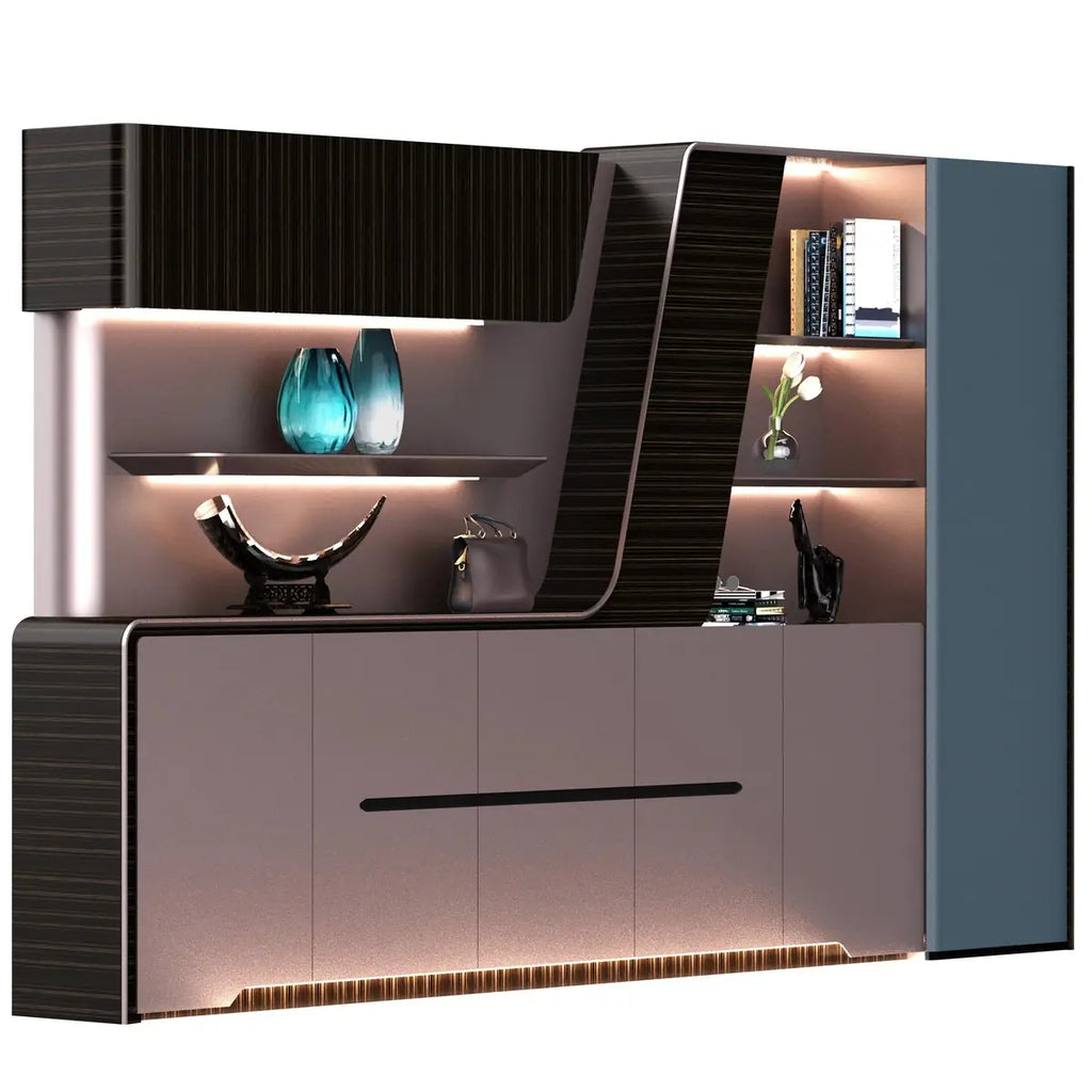 Velor · Modern Office Shelves w/ Lighting & Storage