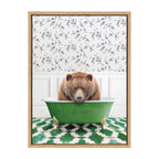 Sylvie Big Bear In Eclectic Green Bath Framed Canvas by Amy Peterson Art Studio