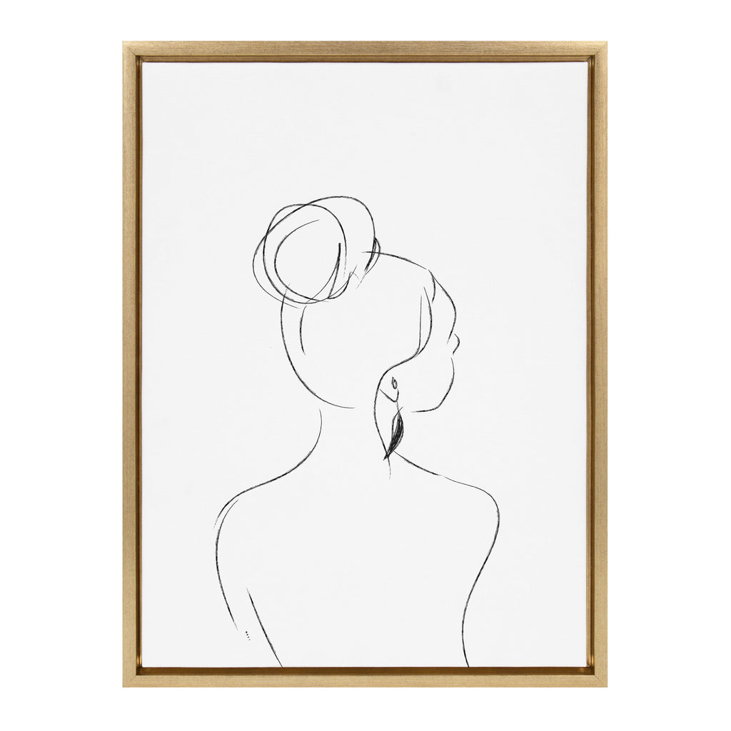 Sylvie Minimalist Woman 2 Framed Canvas by Teju Reval of SnazzyHues