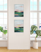 Sylvie Golden Peach Coast l and II Framed Canvas Art Set by Nikita Jariwala