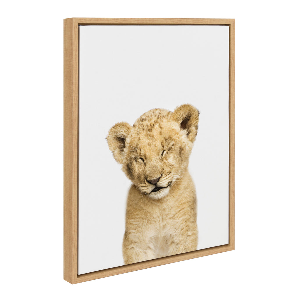 Sylvie Animal Studio Sleepy Lion Framed Canvas by Amy Peterson Art Studio