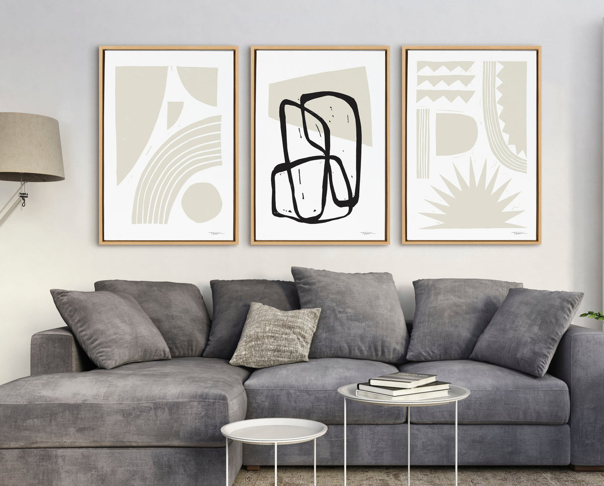 Sylvie Burst Neutral Framed Canvas by Statement Goods
