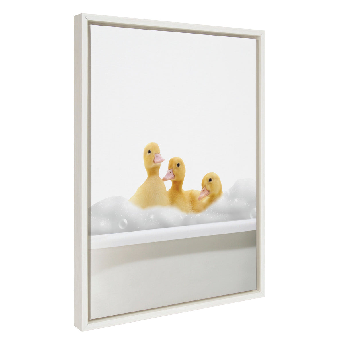 Sylvie Bathroom Bubble Bath 3 Ducks Framed Canvas by The Creative Bunch Studio