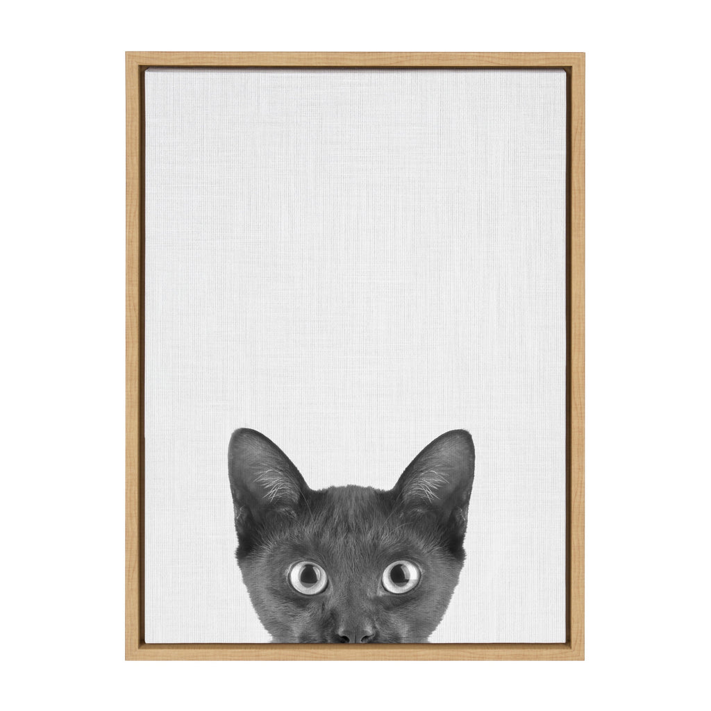 Sylvie Black Kitten Framed Canvas by Simon Te of Tai Prints