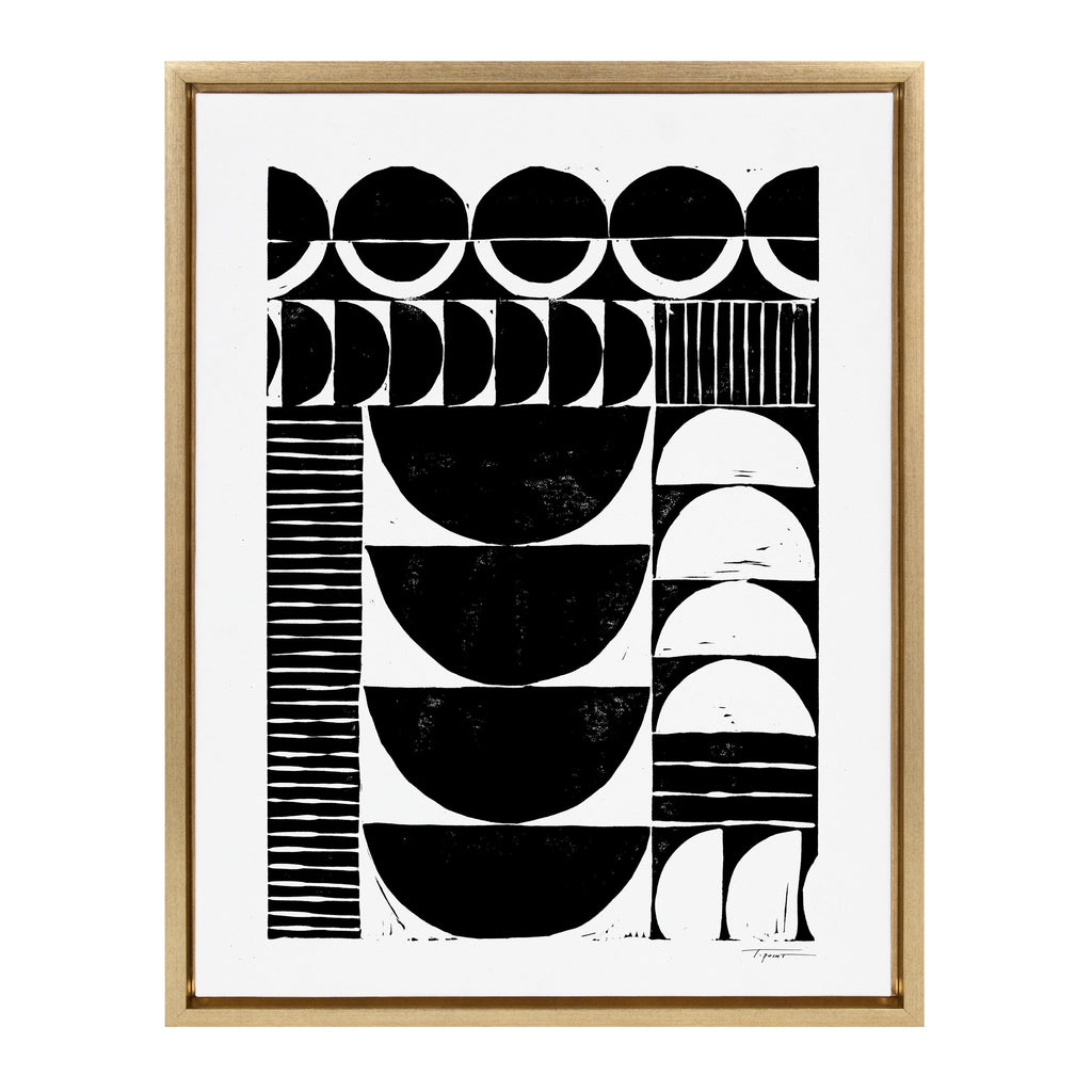 Sylvie Modern Circular Block Print Framed Canvas by Statement Goods