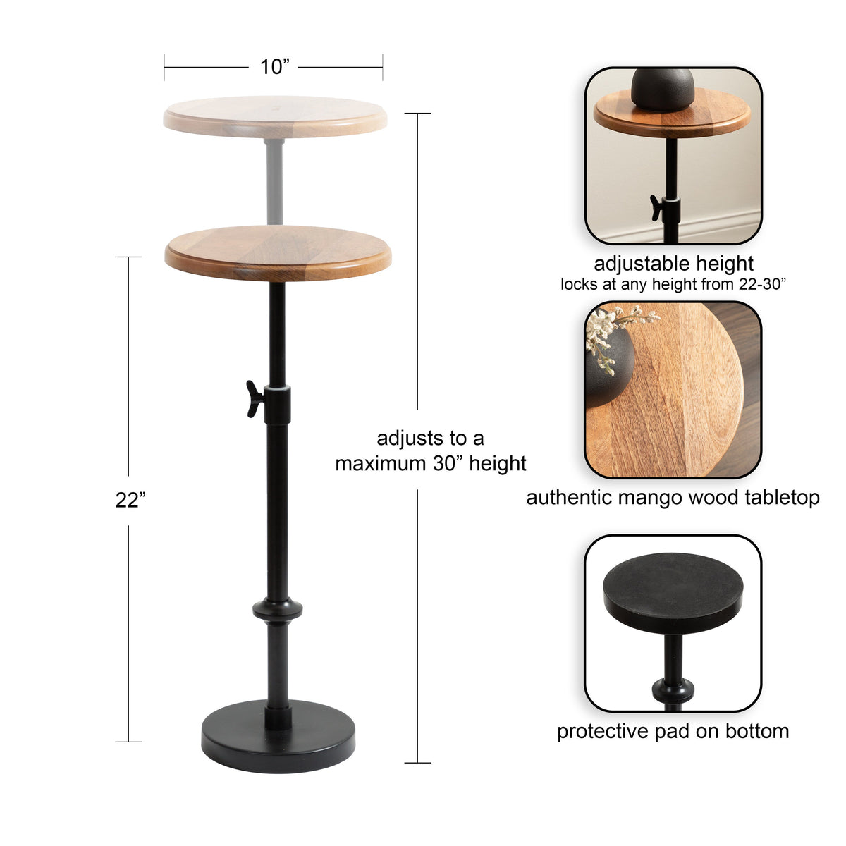 Engles Adjustable Wood Table and Plant Stand