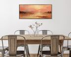 Sylvie Beaded Peach Landscape Framed Canvas by The Creative Bunch Studio