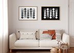 Sylvie 901 Moon Phases White on Black Framed Canvas by Teju Reval of SnazzyHues