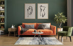 Sylvie Minimalist Neutral Line Art Drawing Face Framed Canvas by The Creative Bunch Studio