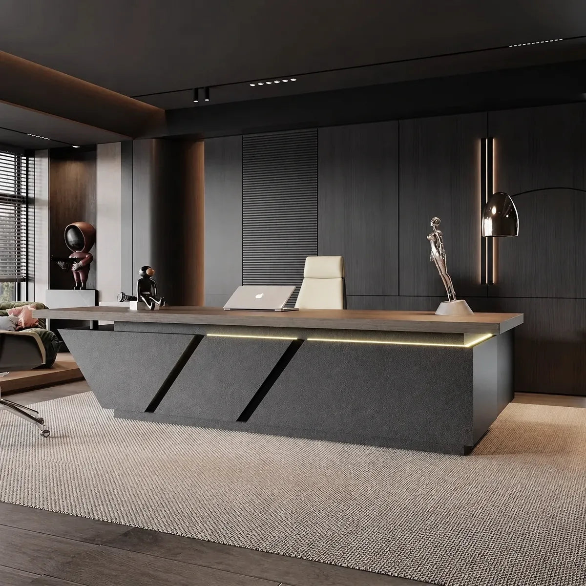 Maverick · Standing L-Shaped Executive Desk, Adjustable Height