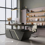 Maverick · Standing L-Shaped Executive Desk, Adjustable Height