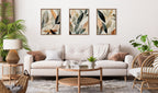 Sylvie Abstract Blue and Gray Earth Tone Botanical Framed Canvas Art Set by The Creative Bunch Studio