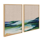 Sylvie Lake Huron I and II Neutral Linen Framed Canvas Art Set by Nikita Jariwala