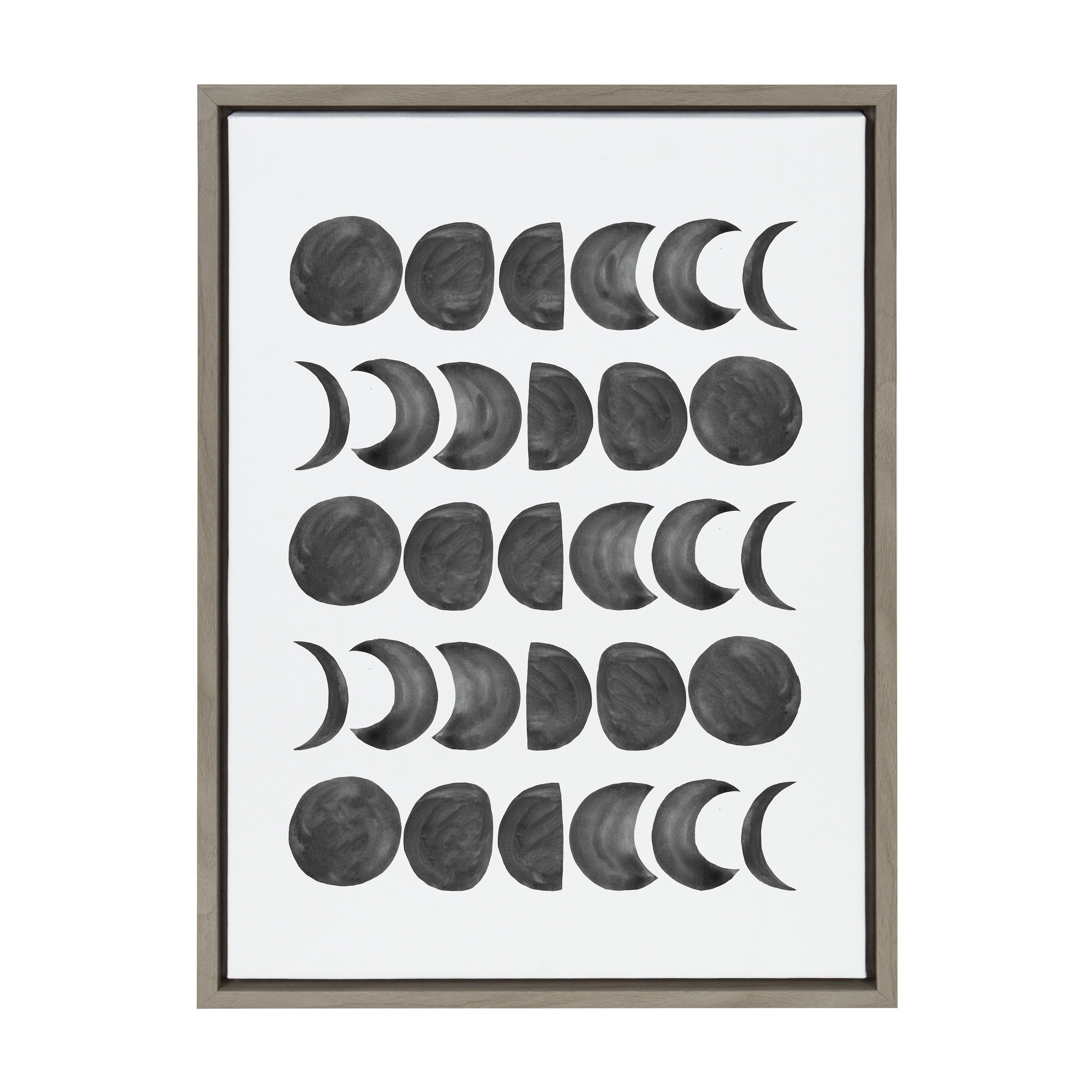 Sylvie 901 Moon Phases Black on White Framed Canvas by Teju Reval of SnazzyHues