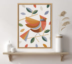 Sylvie Cardinal with Fall Leaves Framed Canvas by Carey Copeland