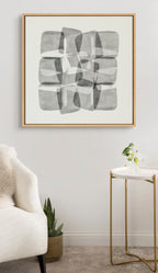 Sylvie Neutral Mod Abstraction Black and White Framed Canvas by Amy Lighthall