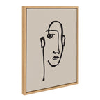 Sylvie Minimalist Neutral Line Art Drawing Face Framed Canvas by The Creative Bunch Studio