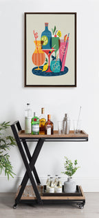 Sylvie Mid Century Modern Cocktails Framed Canvas by Rachel Lee of My Dream Wall