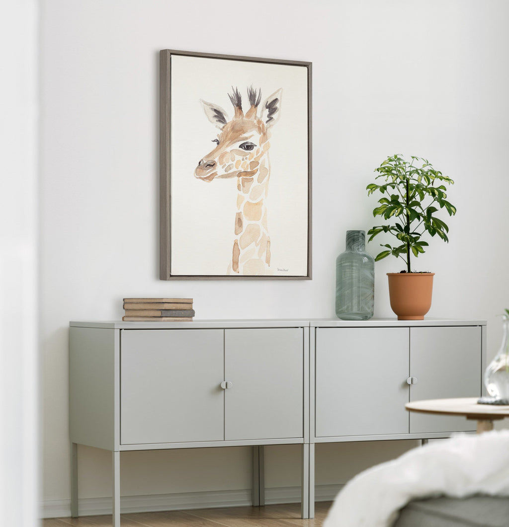 Sylvie Watercolor Giraffe Framed Canvas by Patricia Shaw