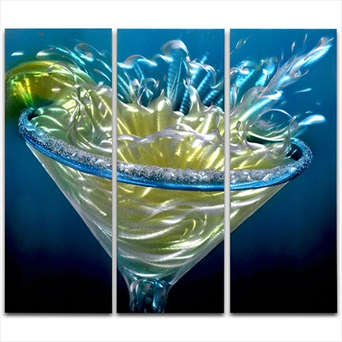 Metal Artscape MA10067 32 X 35 in Margarita Splash 3Paneled Handmade Metal Wall Art