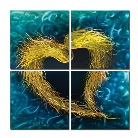 Metal Artscape MA10112 32 X 32 in Dragons Heart 4Paneled Handmade Metal Wall Art