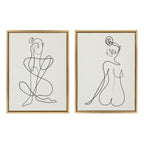 Sylvie Thinking of You Line Art and Sitting Beauty Framed Canvas Set by Rachel Lee of My Dream Wall