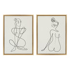 Sylvie Thinking of You Line Art and Sitting Beauty Framed Canvas Set by Rachel Lee of My Dream Wall