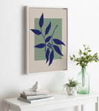 Sylvie Colorful Retro Botanical Green and Blue Framed Canvas by The Creative Bunch Studio