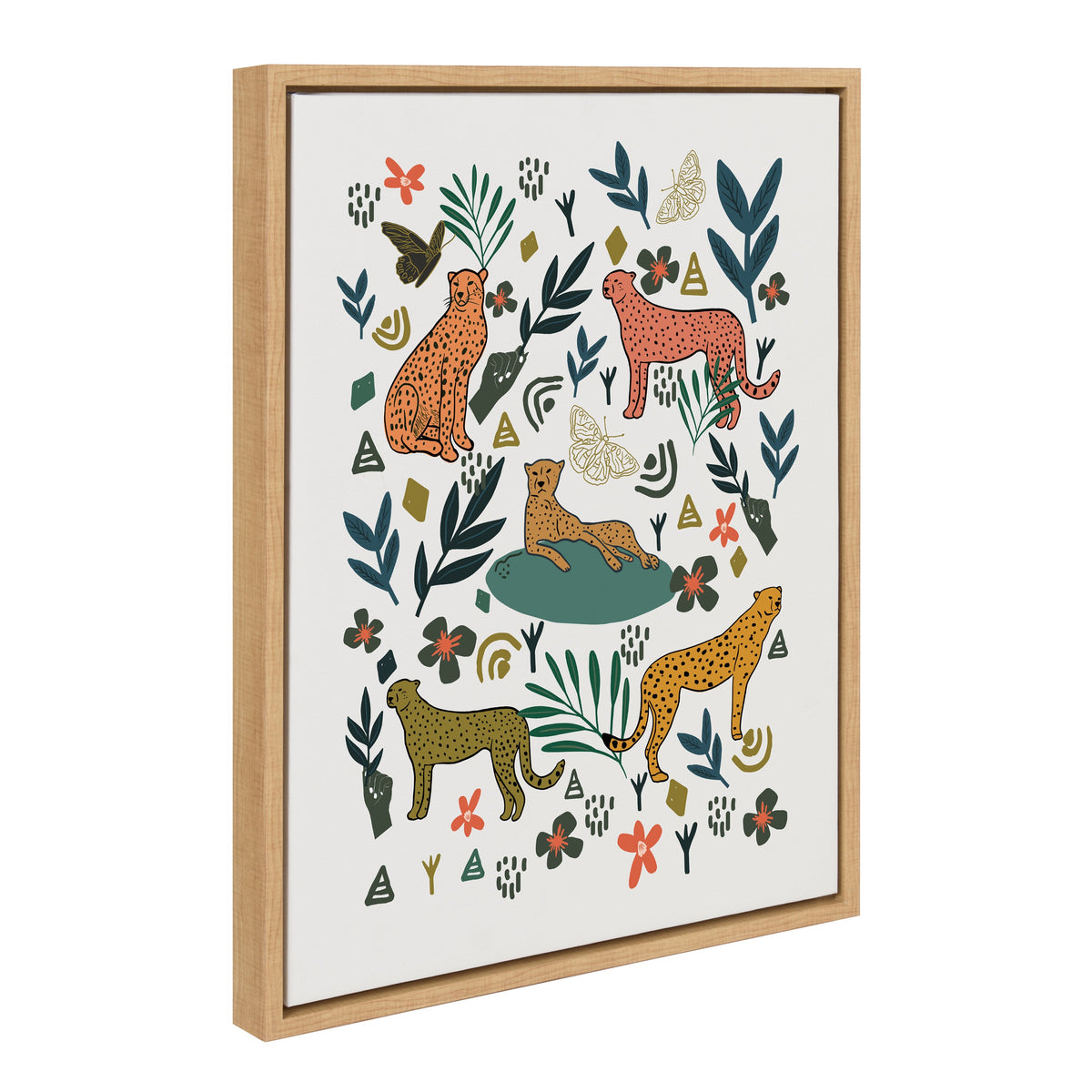 Sylvie Cheetah Coalition White Framed Canvas by Oris Eddu