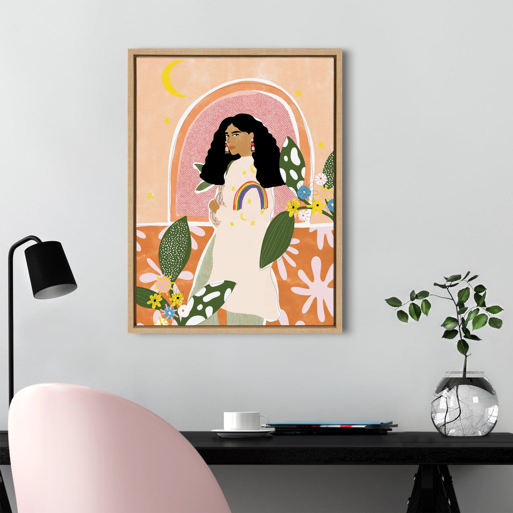 Sylvie Rainbow Sweater Framed Canvas by Alja Horvat