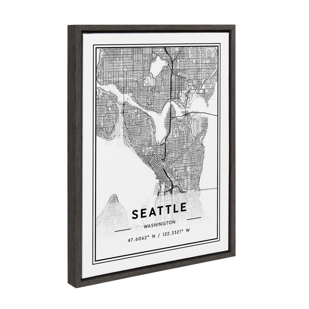 Sylvie Seattle Modern Map Framed Canvas by Jake Goossen