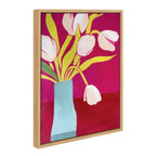Sylvie Pink Tulips Framed Canvas by Emma Daisy